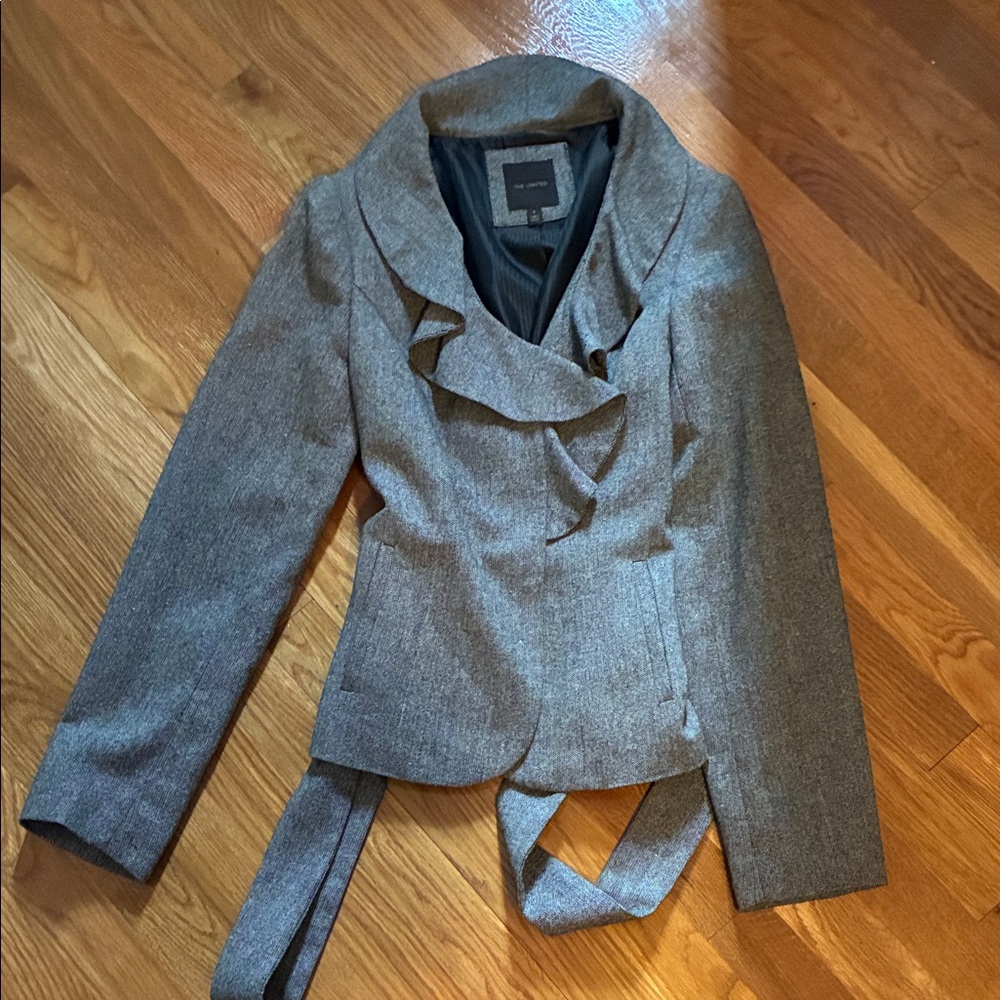 The Limited Gray Women's Blazer with Ruffle Detail